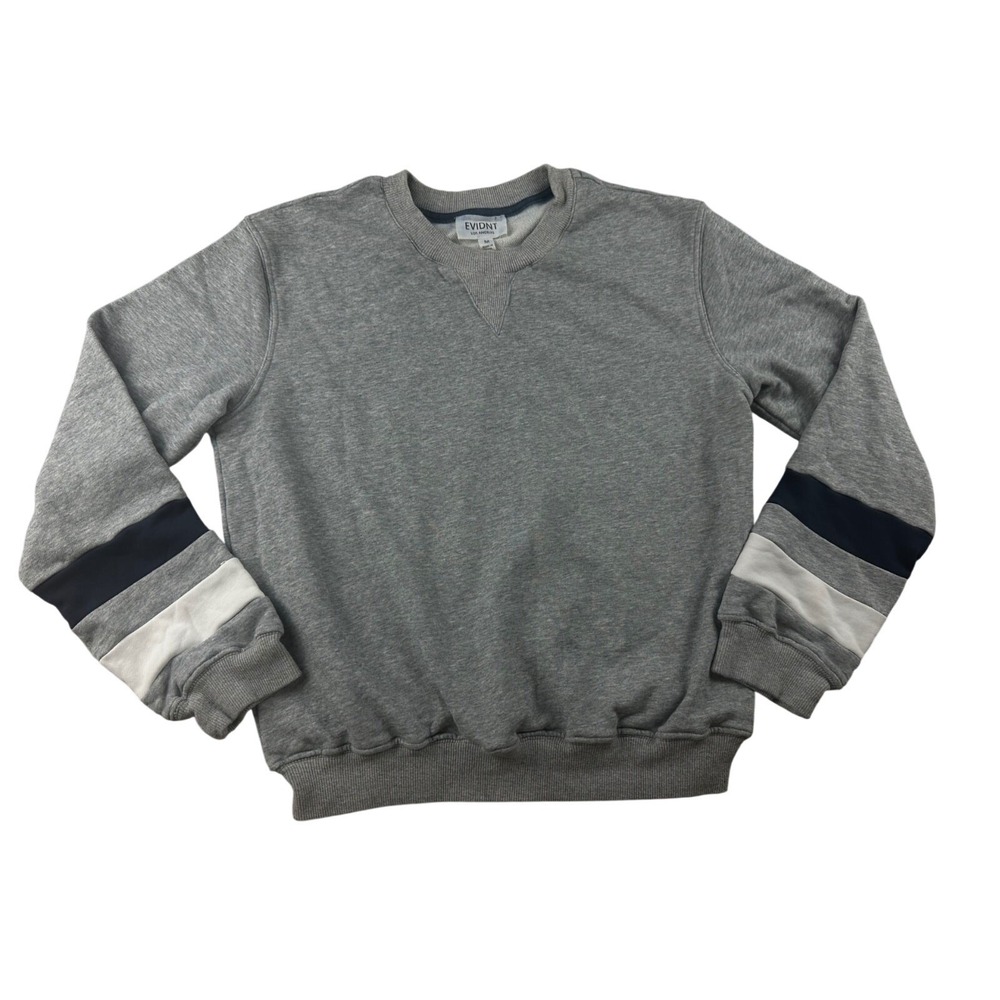 EVIDNT Sweatshirt Women M Gray Pullover Colorblock Crewneck 100% Cotton Athletic